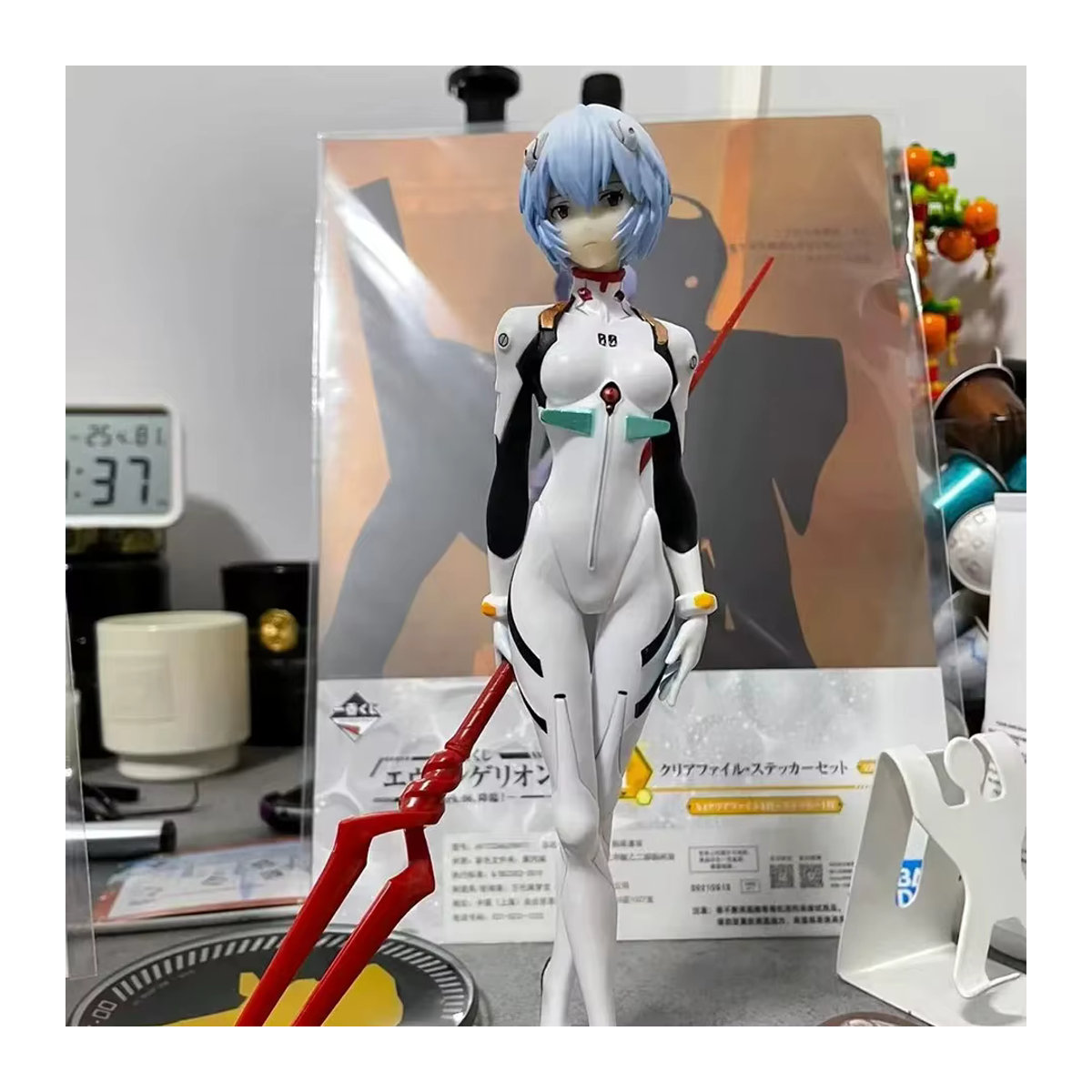 Bandai Anime-Figur Eva Ayanami Rei aus Neon Genesis Evangelion als weiße PVC-Actionfigur für Sammler - Bild 2