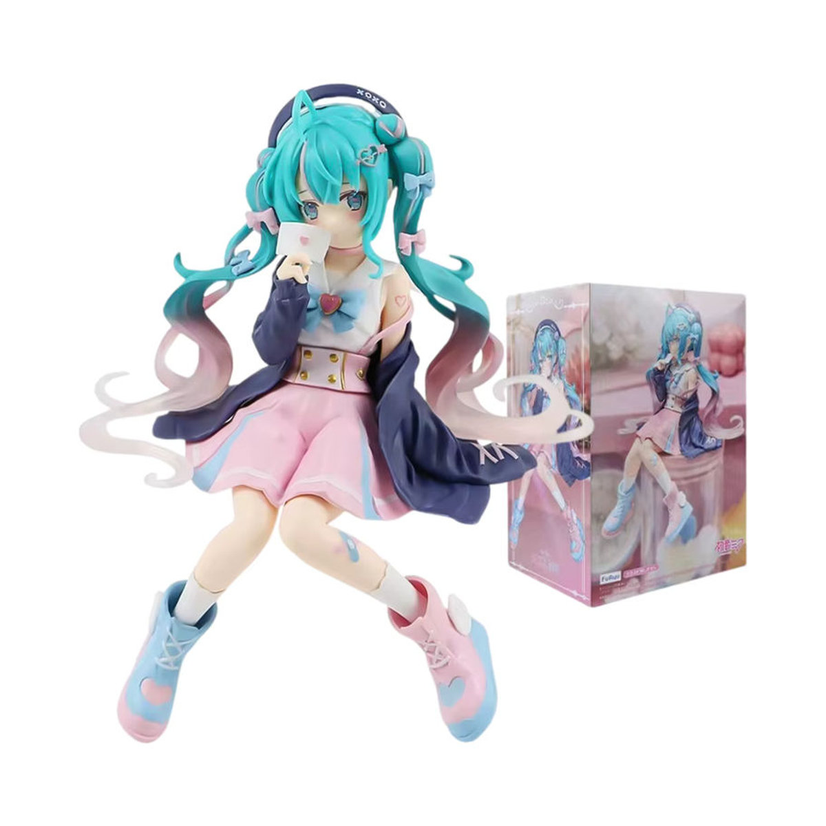 Bandai Anime Figur Hatsune Miku als Katze mit Ohren, 2er-Set, mehrfarbig, Kunststoff, Dekoration für deinen Schreibtisch - Bild 3