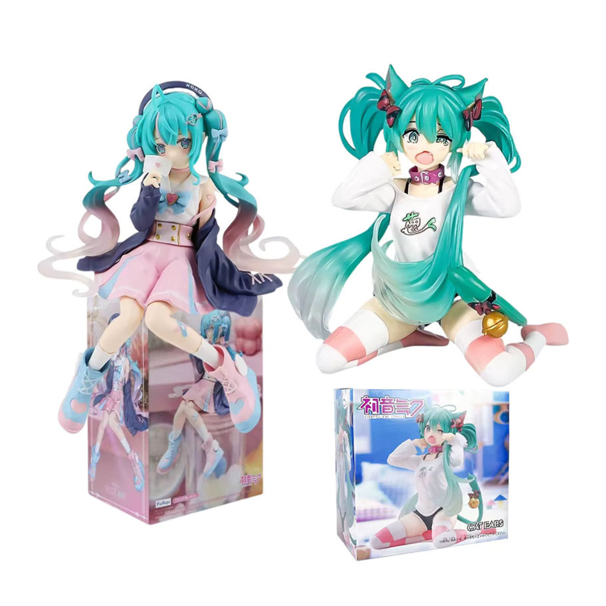 Bandai Anime Figur Hatsune Miku als Katze mit Ohren, 2er-Set, mehrfarbig, Kunststoff, Dekoration für deinen Schreibtisch - Bild 5
