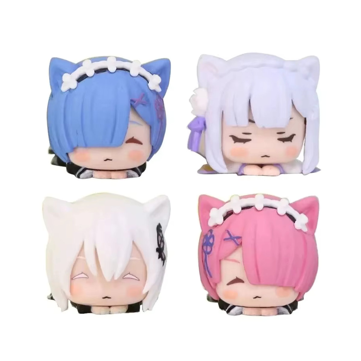 Bandai Anime Figur Re:Zero Starting Life in Another World Rem und Emilia mit Katzenohren, mehrfarbig, 4 cm Höhe - Bild 2