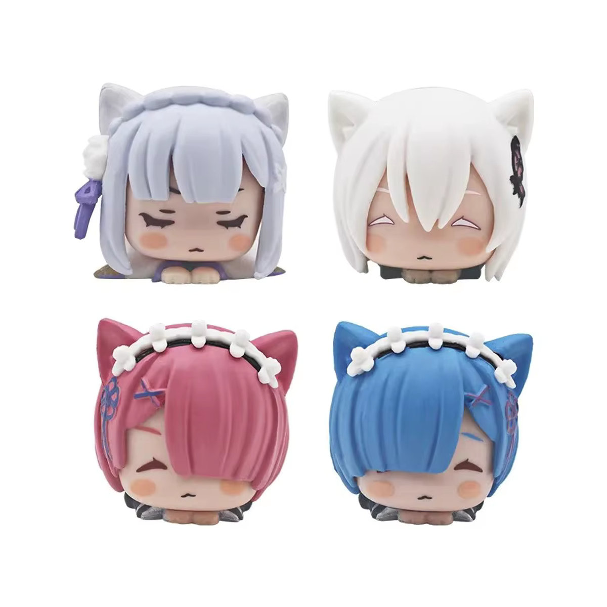 Bandai Anime Figur Re:Zero Starting Life in Another World Rem und Emilia mit Katzenohren, mehrfarbig, 4 cm Höhe - Bild 3