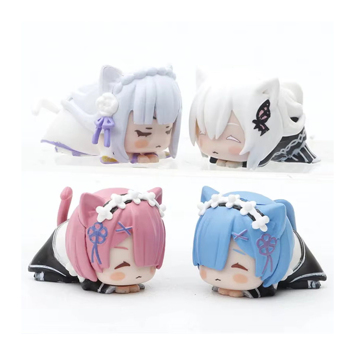 Bandai Anime Figur Re:Zero Starting Life in Another World Rem und Emilia mit Katzenohren, mehrfarbig, 4 cm Höhe - Bild 4