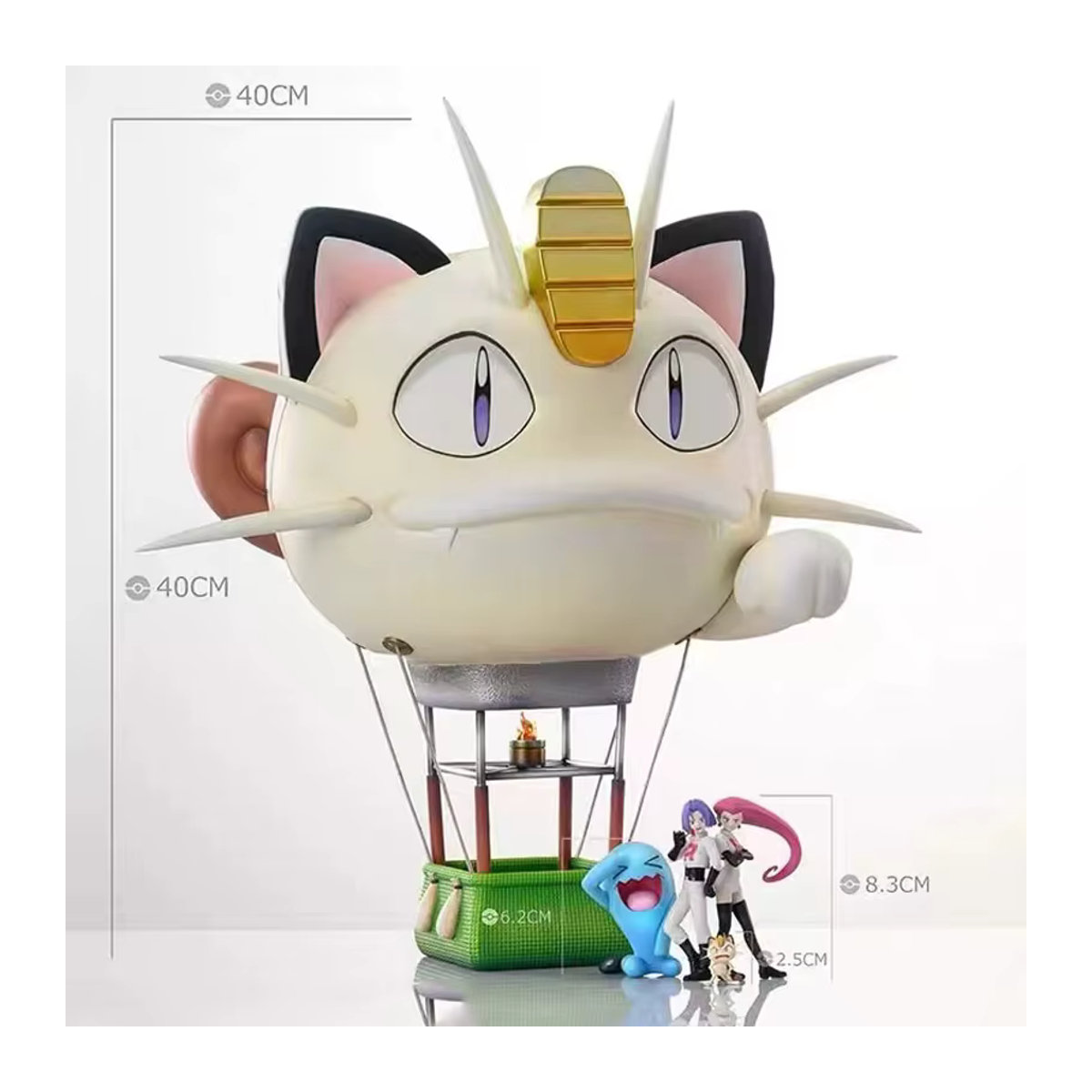 Bandai Anime Figur Team Rocket Mauzi mit Heißluftballon und Wobbuffet, mehrfarbige PVC Statue, Höhe: 40 cm - Bild 5
