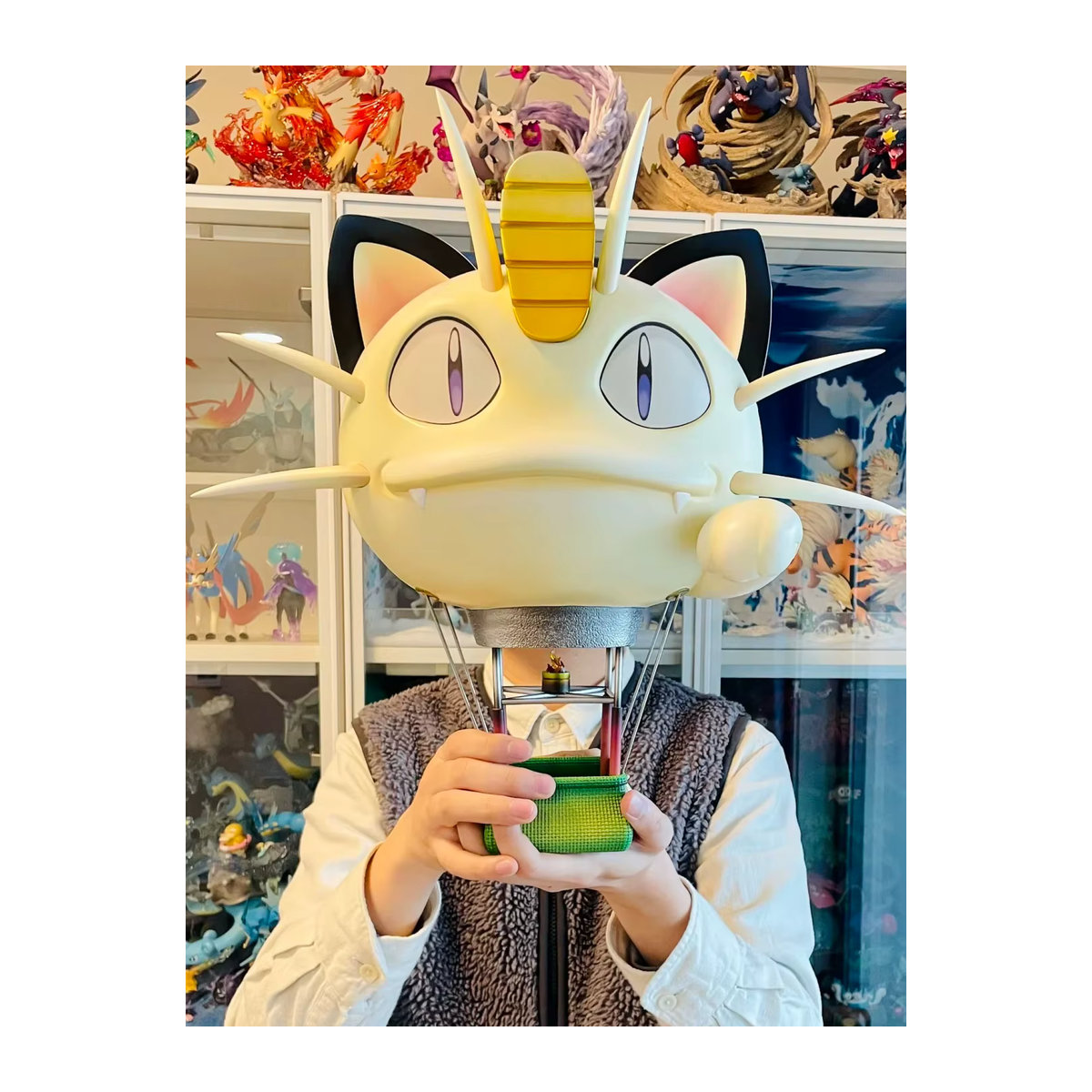 Bandai Anime Figur Team Rocket Mauzi mit Heißluftballon und Wobbuffet, mehrfarbige PVC Statue, Höhe: 40 cm - Bild 6