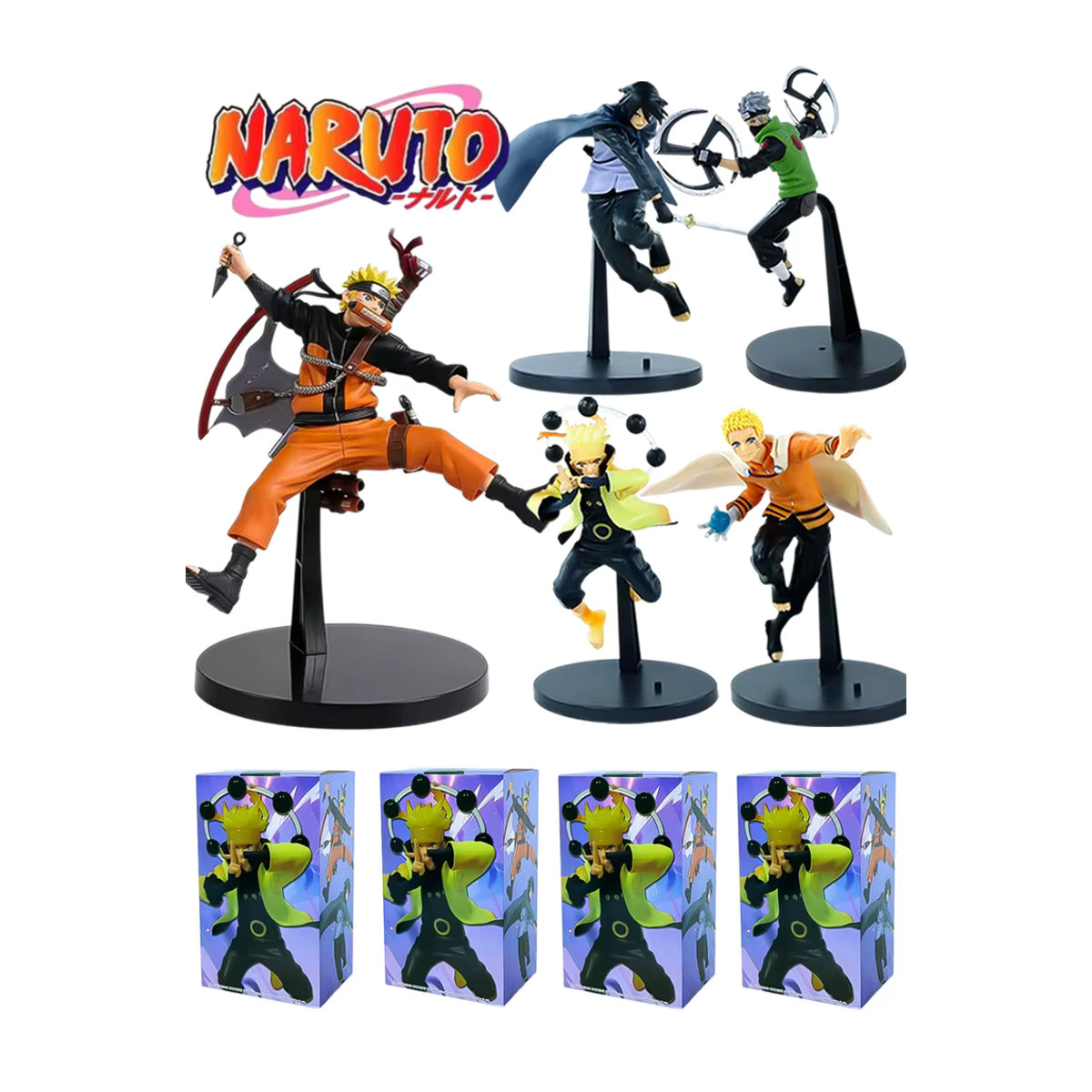 Bandai Anime Figuren Naruto Sasuke Kakashi Modellspielzeug Sammlerstücke aus Kunststoff mehrfarbig - Bild 5