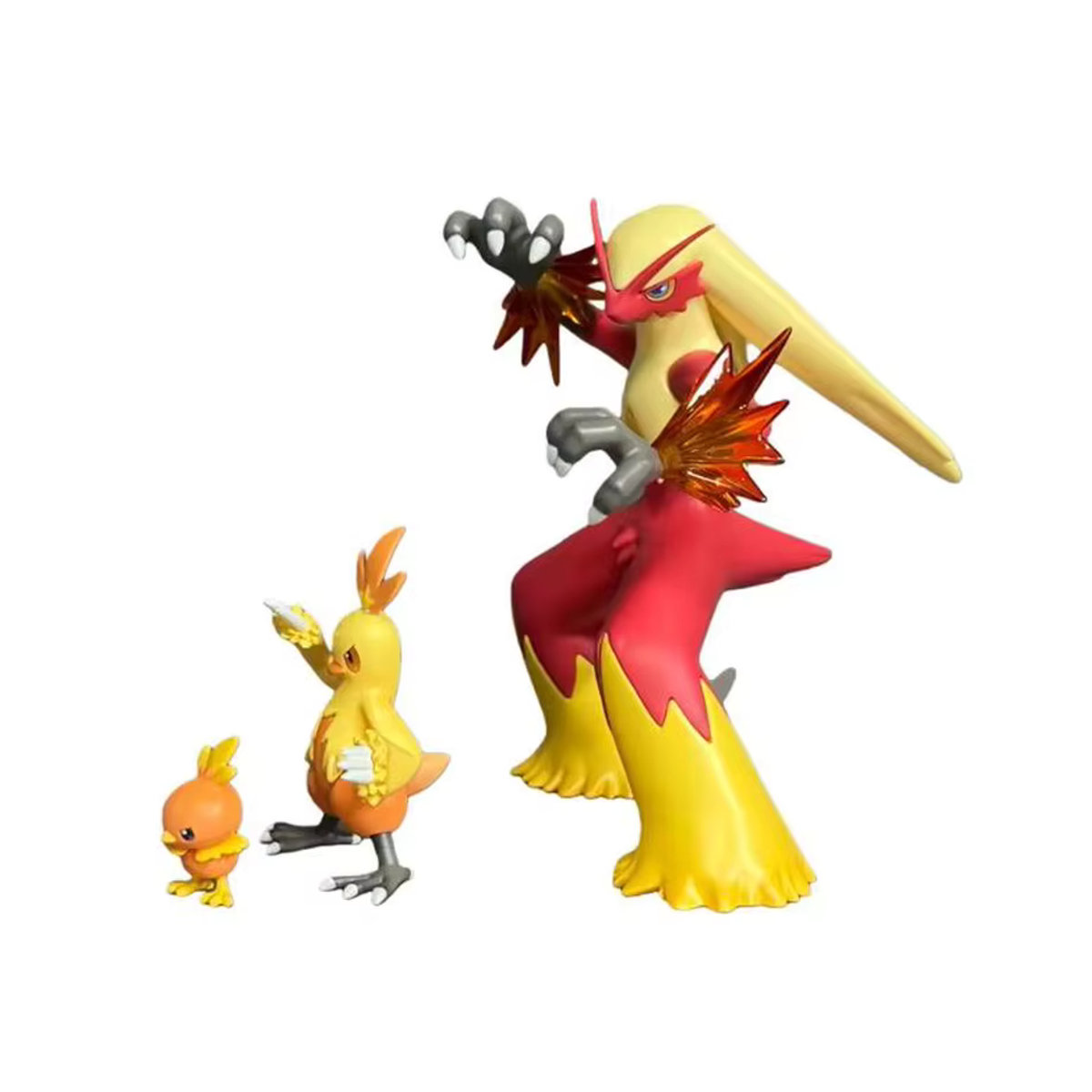 Bandai Anime-Figuren Set aus 3 Stück: Torchic, Combusken und Blaziken Evolutionäre Gruppe als PVC-Statue in Mehrfarbig - Bild 2