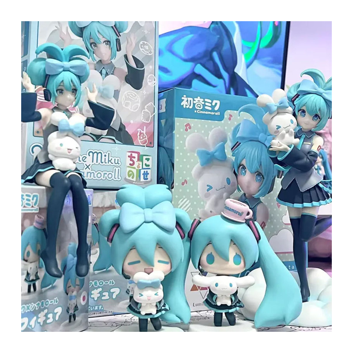 Bandai Anime Hatsune Miku X Cinnamoroll Figur aus Kunststoff, mehrfarbig, stehendes PVC-Modell als Dekoration - Bild 3