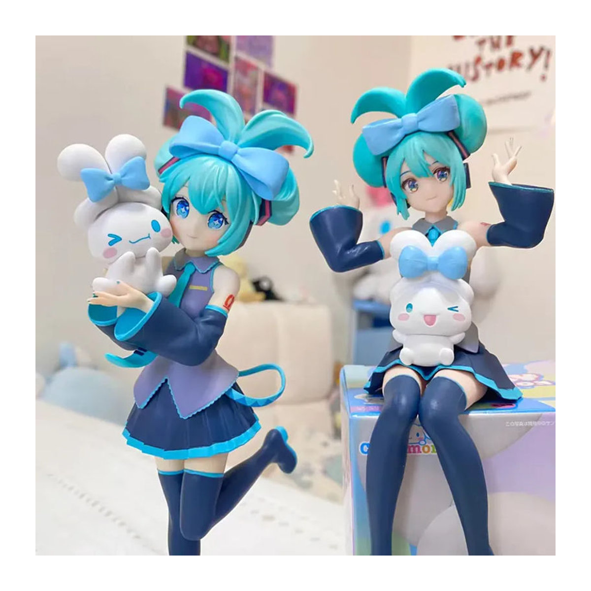 Bandai Anime Hatsune Miku X Cinnamoroll Figur aus Kunststoff, mehrfarbig, stehendes PVC-Modell als Dekoration - Bild 6