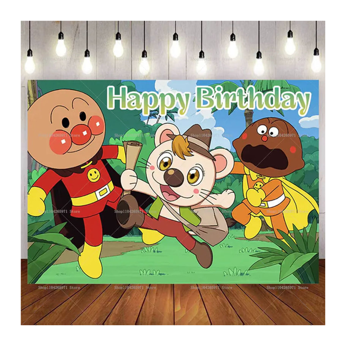 Bandai Anpanman Geburtstag Banner mit Süßbrot-Thema für Kinder, mehrfarbig, rechteckig - Bild 2