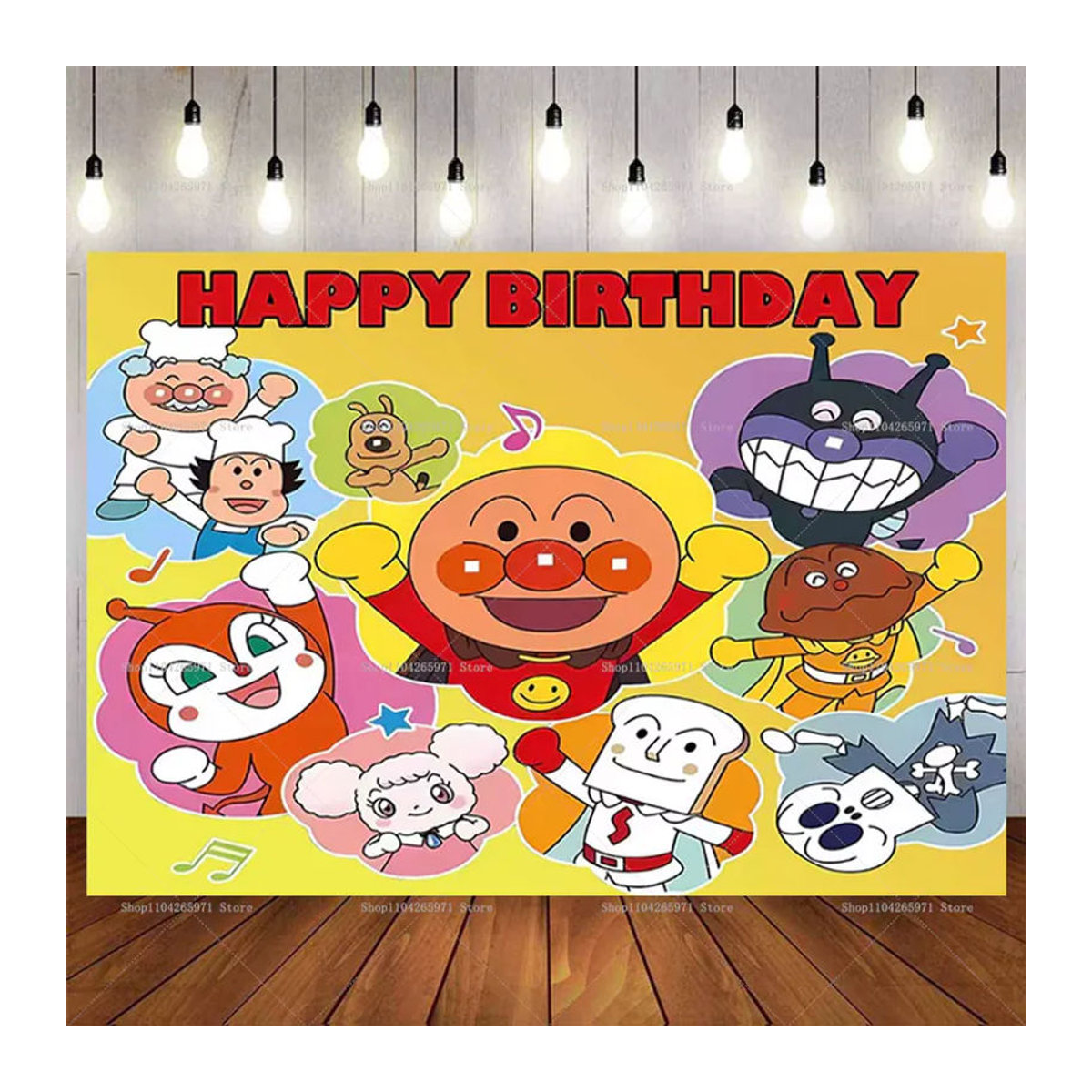 Bandai Anpanman Geburtstag Banner mit Süßbrot-Thema für Kinder, mehrfarbig, rechteckig - Bild 3