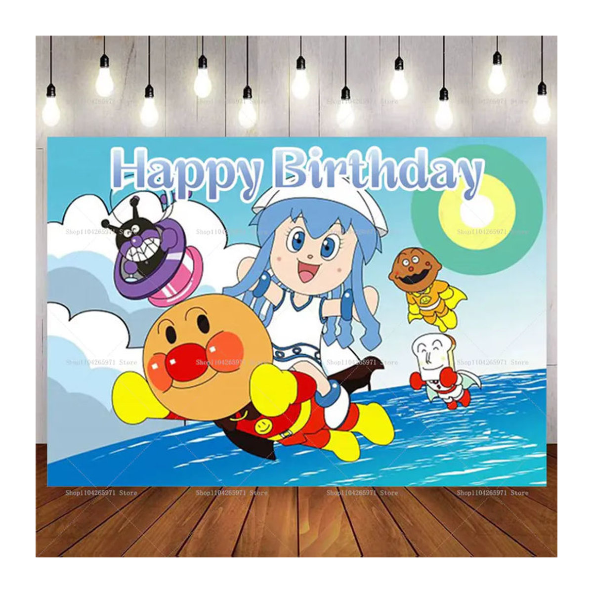Bandai Anpanman Geburtstag Banner mit Süßbrot-Thema für Kinder, mehrfarbig, rechteckig - Bild 4