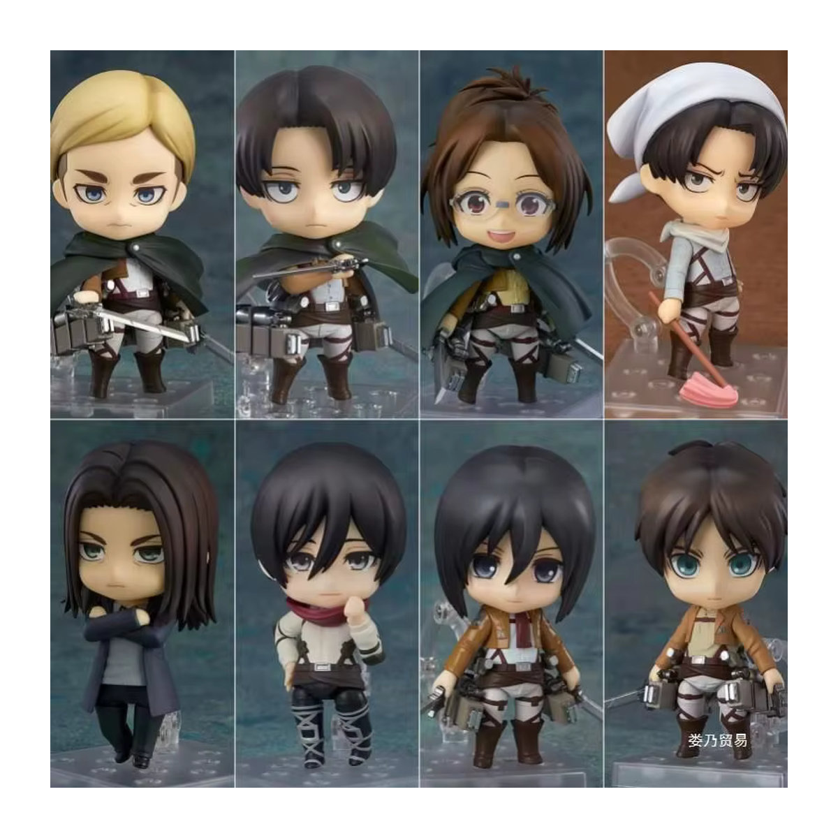 Bandai Attack on Titan Anime Q-Version Figuren Set Hange Zoe, Eren Jaeger und Mikasa Ackerman aus Kunststoff, mehrfarbig - Bild 2
