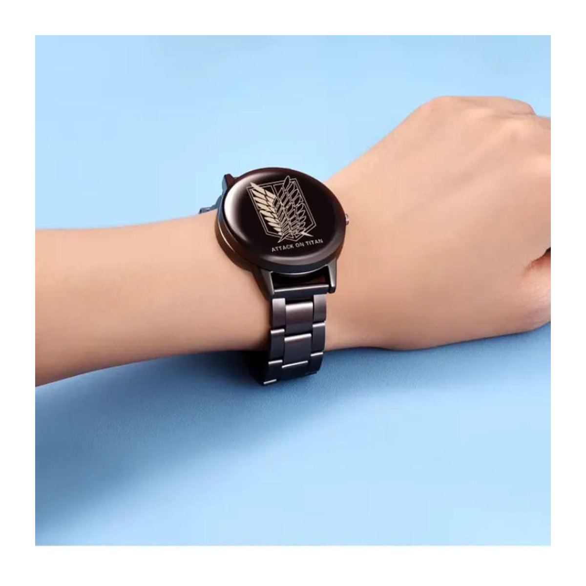 Bandai Attack on Titan Elektronische Armbanduhr mit Erwin Smith und Mikasa Ackerman Design in Schwarz - Bild 3