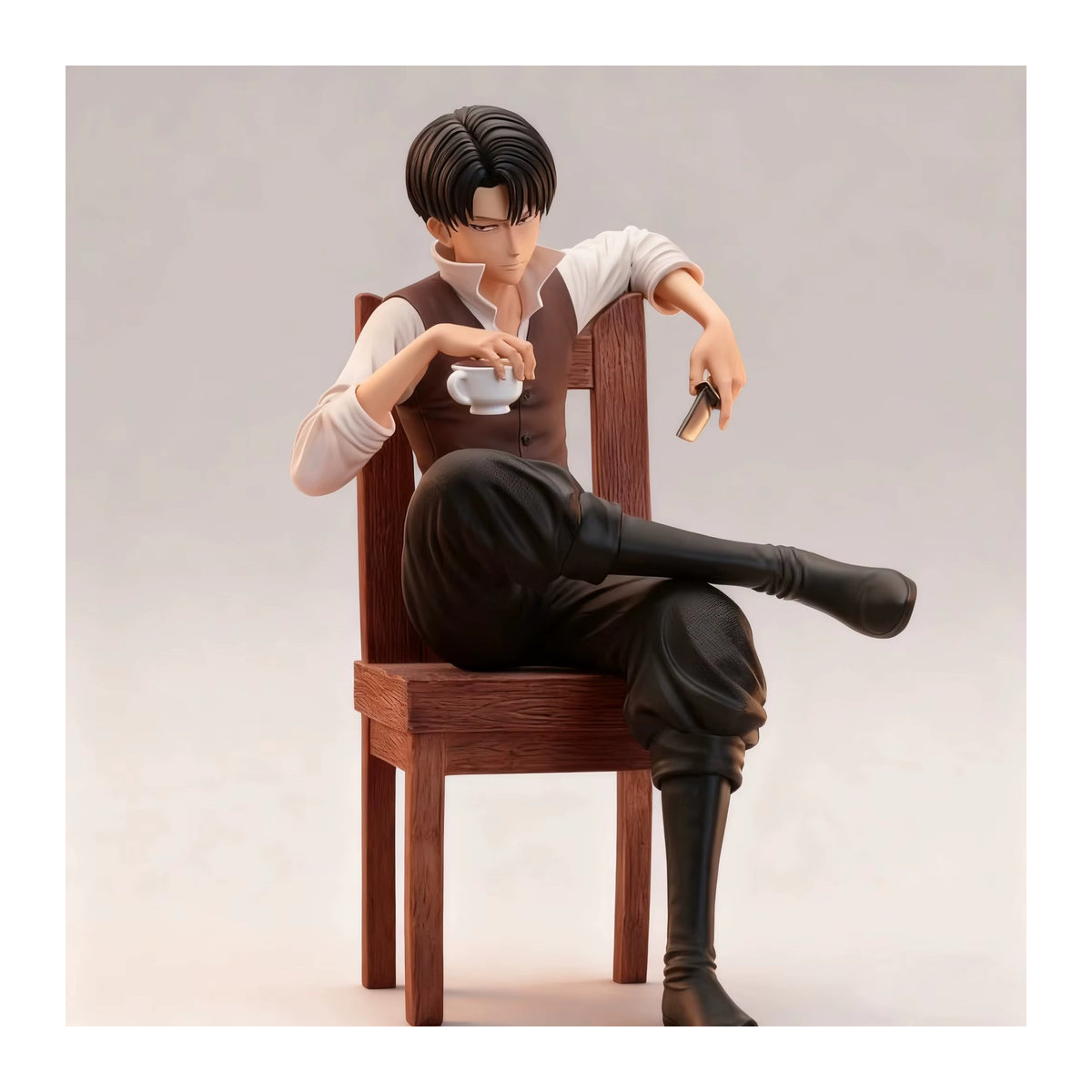 Bandai Attack on Titan Levi Ackerman Anime Figur in Sitzhaltung, mehrfarbig, Höhe: 19 cm - Bild 3