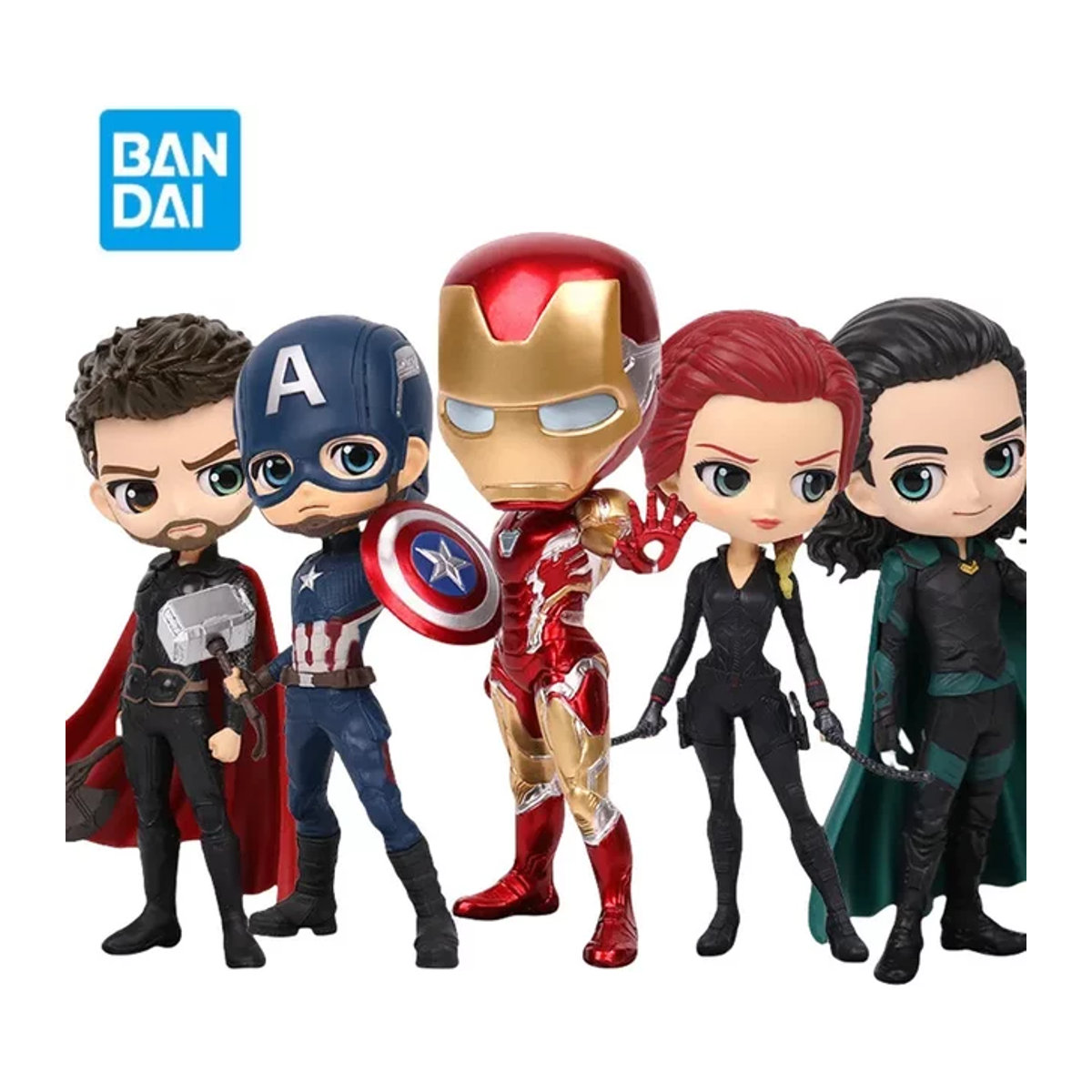 BANDAI Banpresto Qposket Marvel Avengers Figuren Modellkollektion Iron Man Captain America Loki Thor in Mehrfarbig - Bild 1