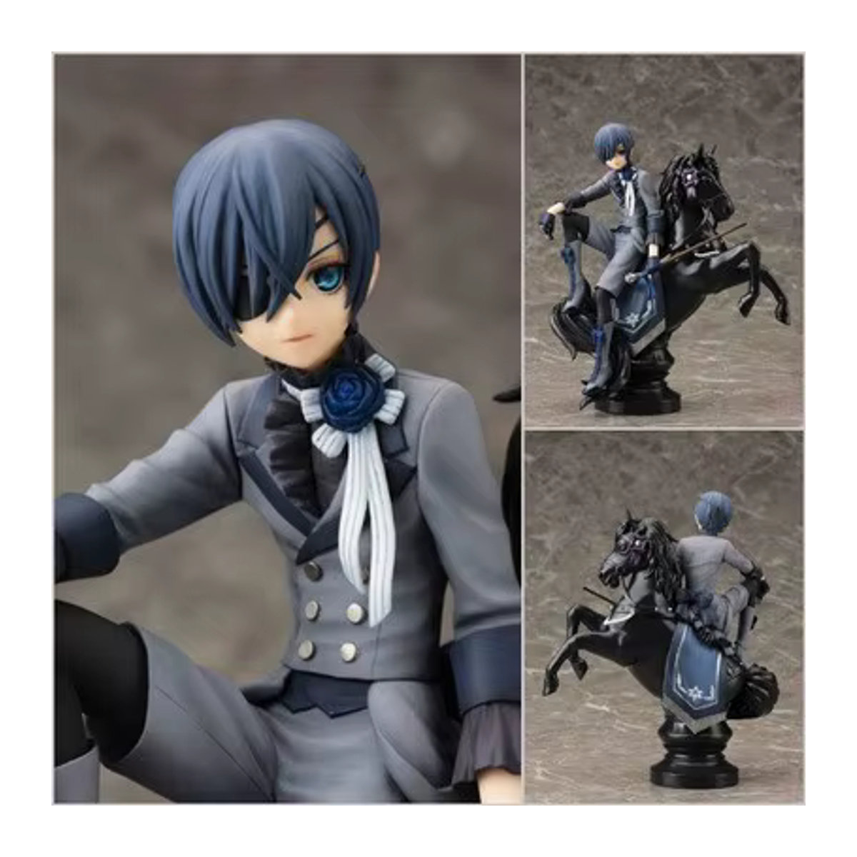 Bandai Black Butler Anime-Figur Ciel Phantomhive und Sebastian Michaelis Modell-Statue in Schwarz und Grau - Bild 1