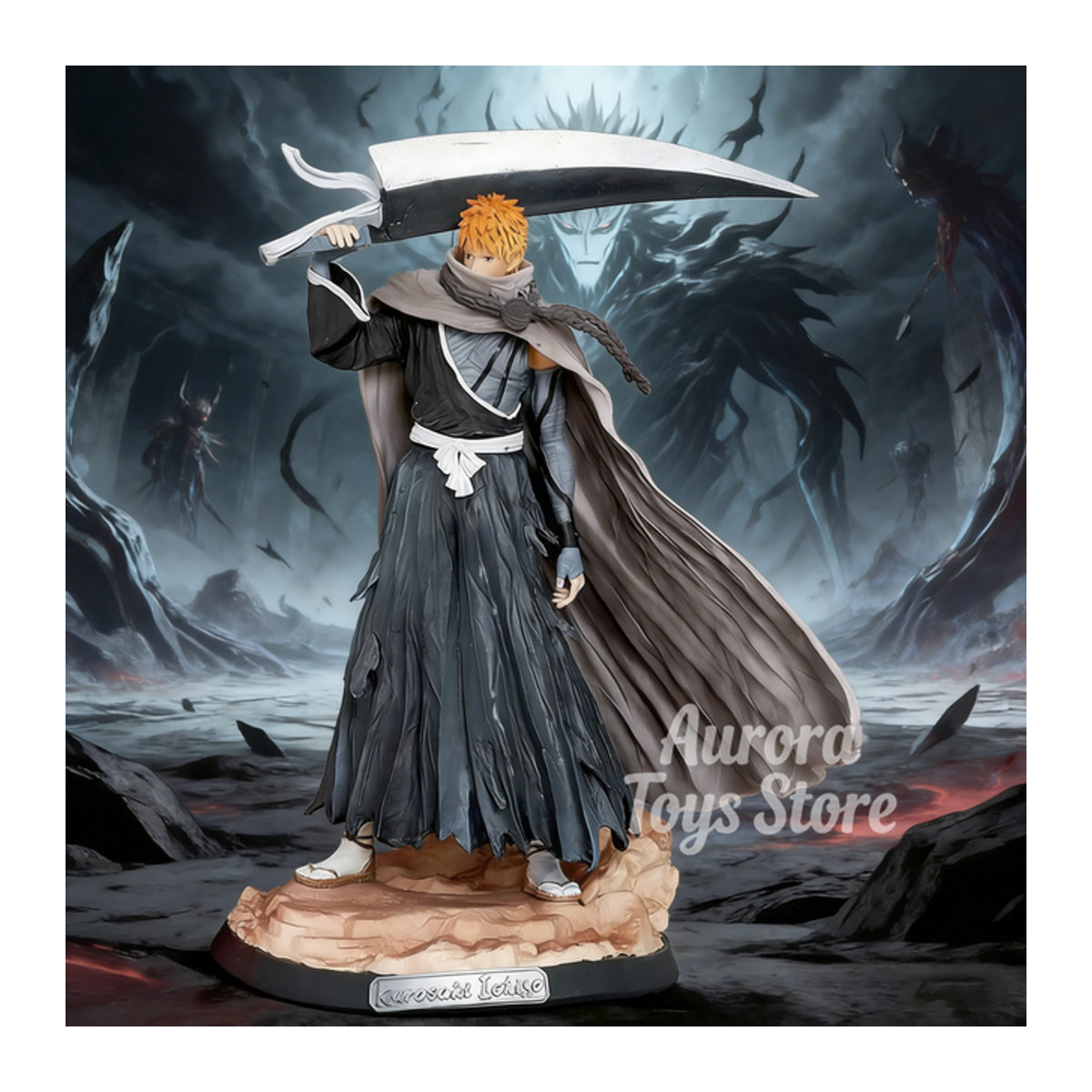 Bandai Bleach Anime Figur Kurosaki Ichigo Actionfigur aus Kunststoff in Schwarz, Höhe: 33 cm - Bild 1