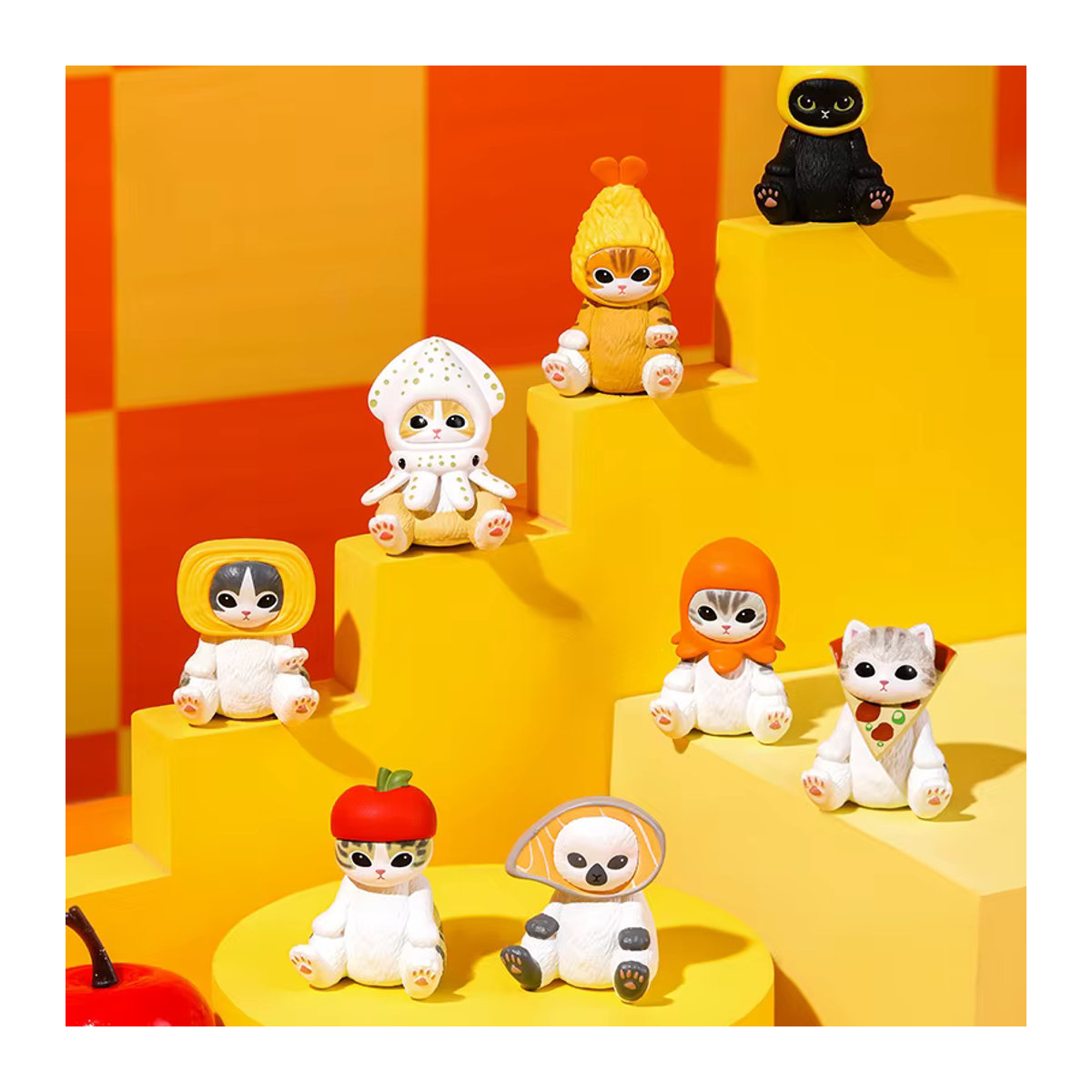Bandai Blind Box Gacha Spielzeug Gebratene Garnelen Hai Katze Kawaii Figur aus Kunststoff, mehrfarbig - Bild 2
