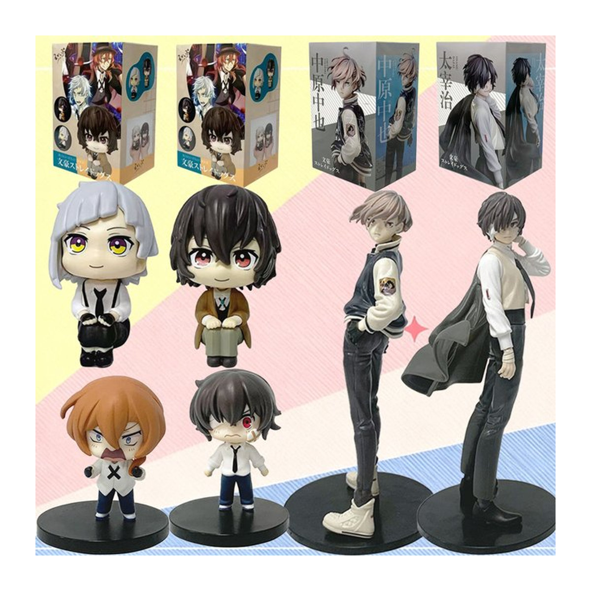 Bandai Bungou Stray Dogs Anime-Figur Dazai Osamu und Nakahara Chuuya Actionfiguren aus Kunststoff, mehrfarbig - Bild 1