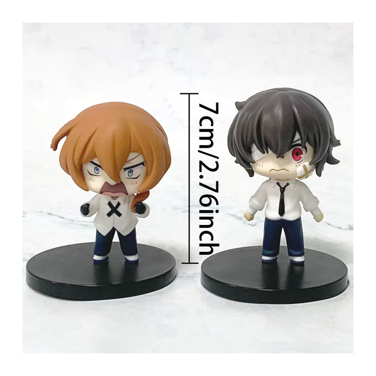 Bandai Bungou Stray Dogs Anime Figur Dazai Osamu und Nakahara Chuuya Sammelmodell aus Kunststoff, mehrfarbig, Höhe: 7 cm - Bild 2