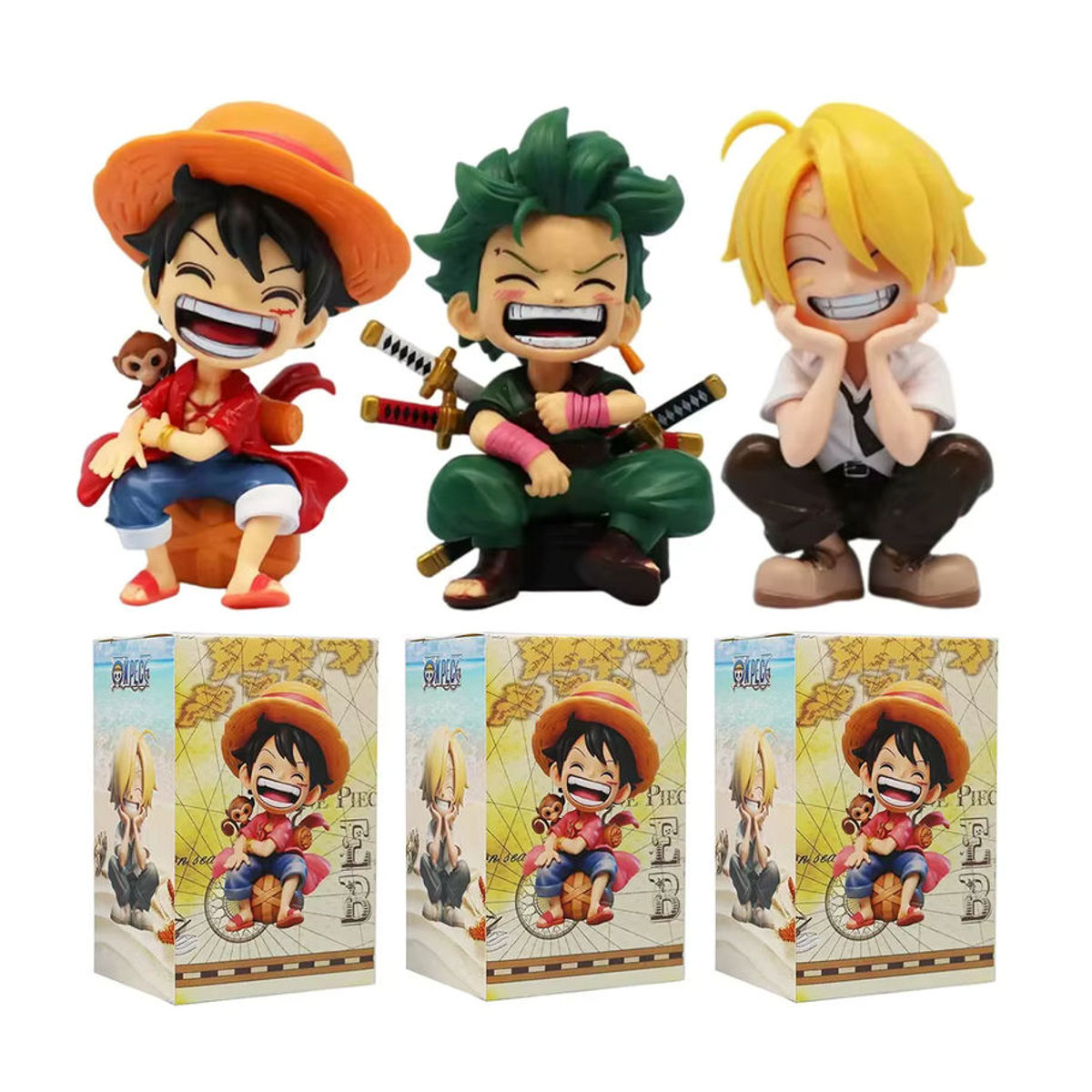 Bandai Chibi-Sitzfigur aus Kunststoff als bunte Anime-Desktop-Dekoration für Tier- und Meerescharaktere - Bild 2