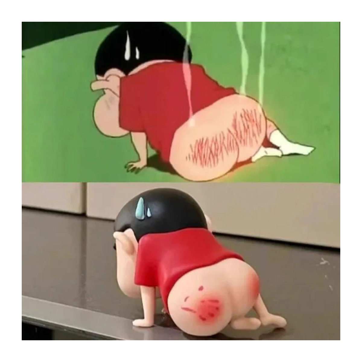 Bandai Crayon Shin Chan Anime Figur aus Kunststoff in Rot und Mehrfarbig als Desktop-Dekoration - Bild 1