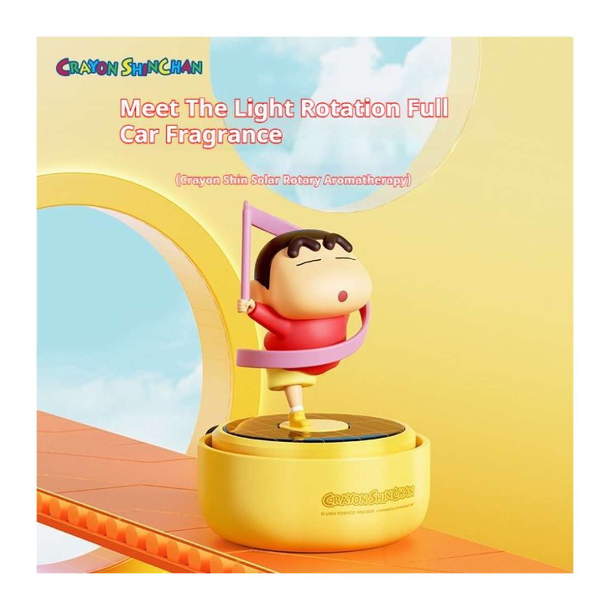 Bandai Crayon Shin-Chan Solar-Aromatherapie-Auto mit rotierender Cartoon-Figur in Mehrfarbig - Bild 1