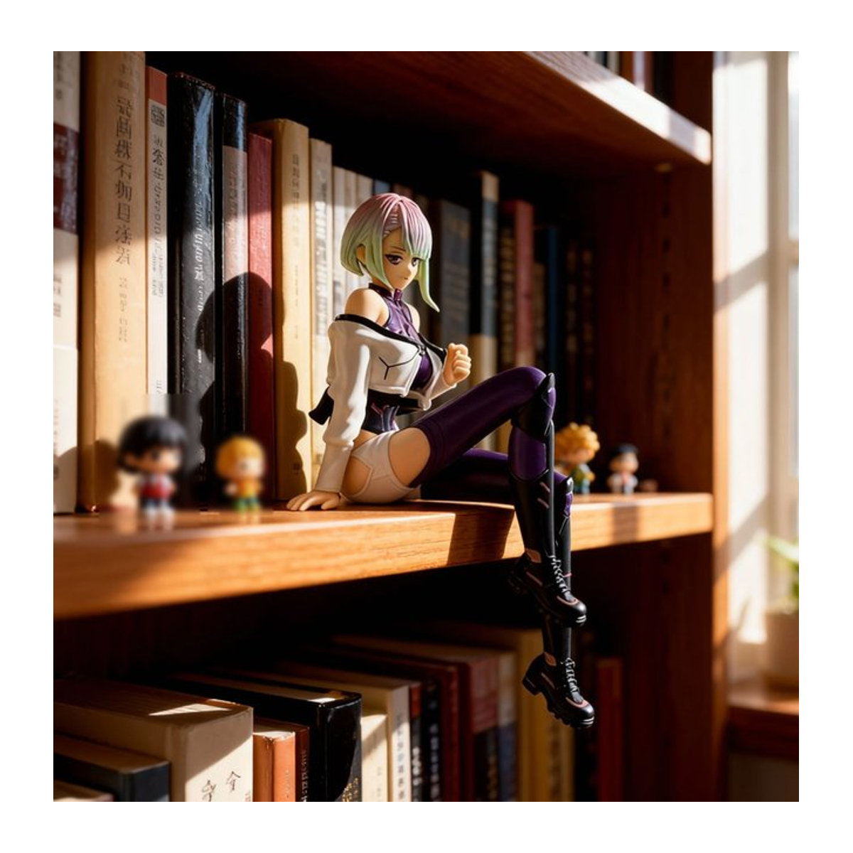 Bandai Cyberpunk Edgerunners Anime-Figuren Lucy & Rebecca in Sitzposition, mehrfarbiges Kunststoff-Modellspielzeug - Bild 1