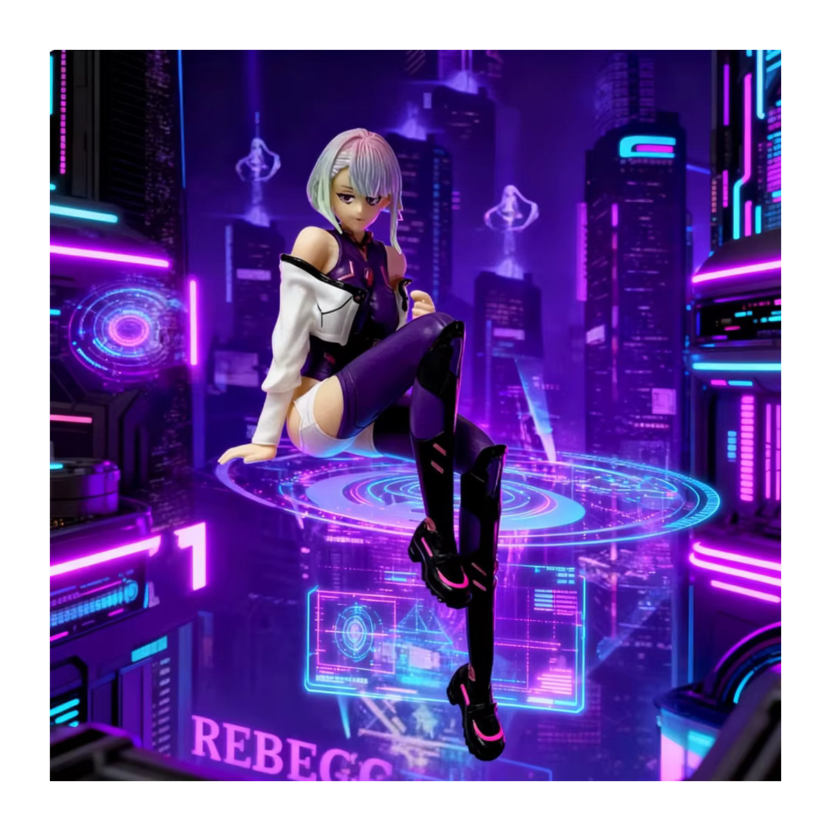 Bandai Cyberpunk Edgerunners Anime-Figuren Lucy & Rebecca in Sitzposition, mehrfarbiges Kunststoff-Modellspielzeug - Bild 2