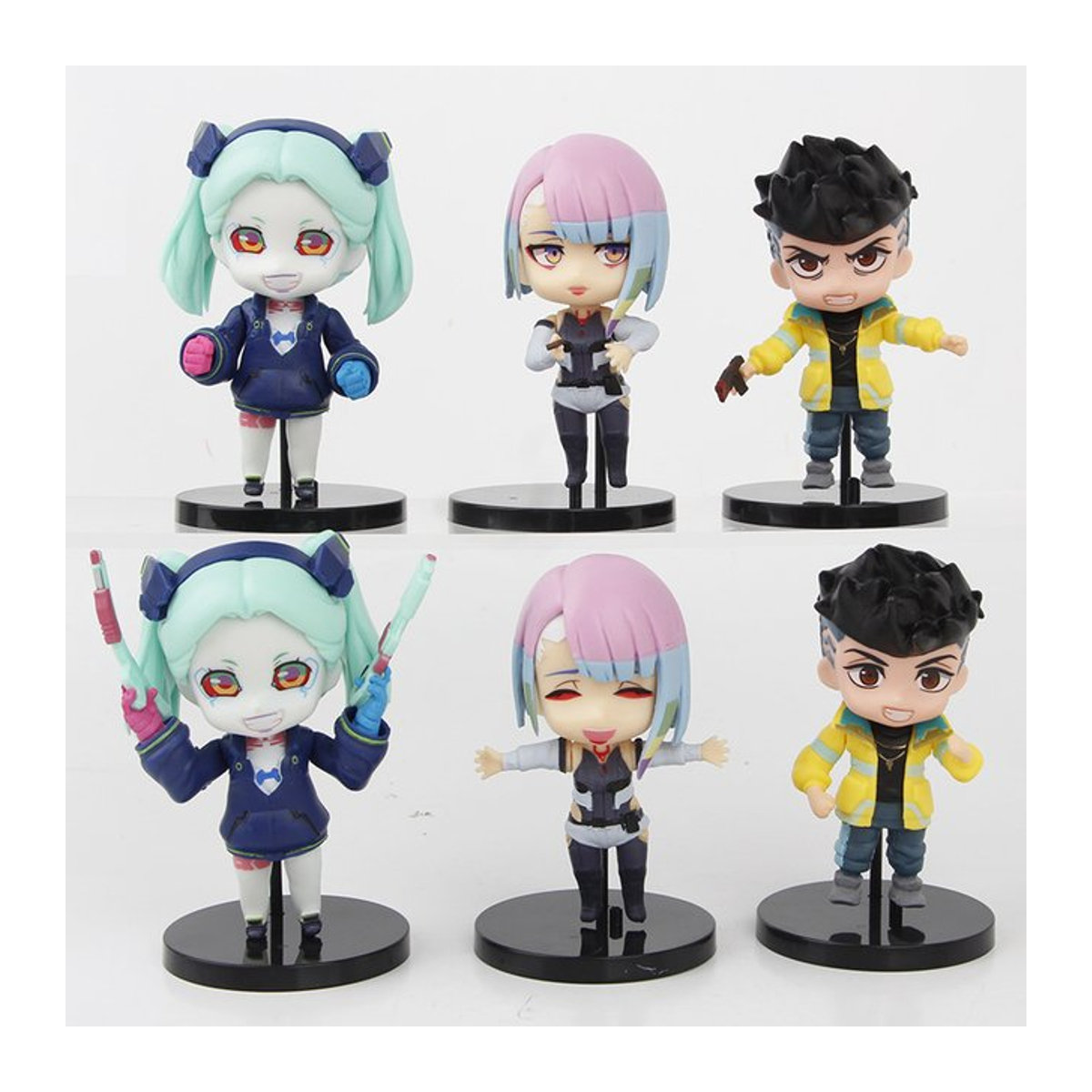 Bandai Cyberpunk Edgerunners Anime Spielfiguren Set aus Kunststoff, 6 verschiedene Modelle, mehrfarbig, Höhe: 10 cm - Bild 1