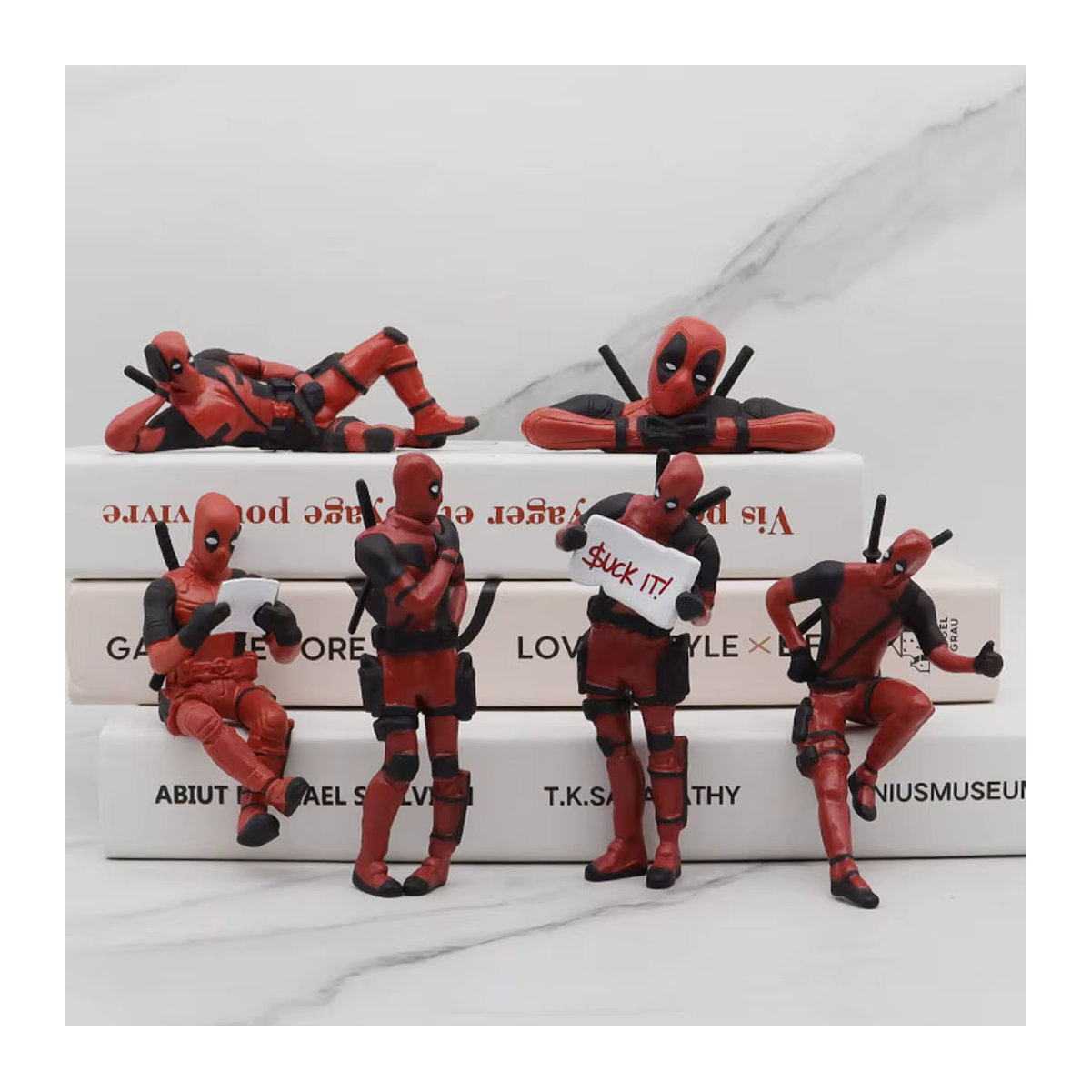 Bandai Deadpool Actionfiguren Set aus Kunstharz, 3 Stück, rot, Marvel X-MAN Dekorationsfiguren für Schreibtisch und Büro - Bild 2