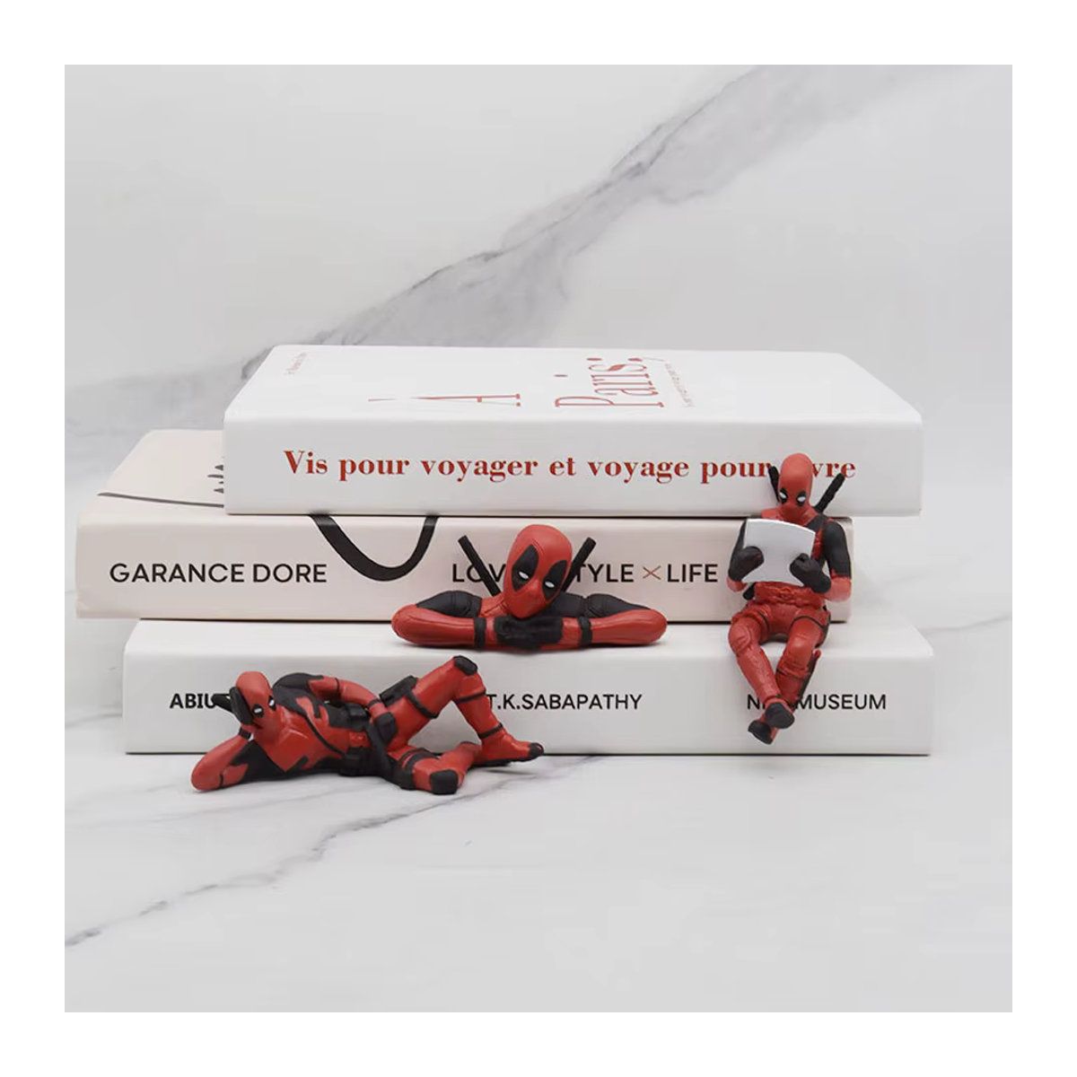 Bandai Deadpool Actionfiguren Set aus Kunstharz, 3 Stück, rot, Marvel X-MAN Dekorationsfiguren für Schreibtisch und Büro - Bild 4
