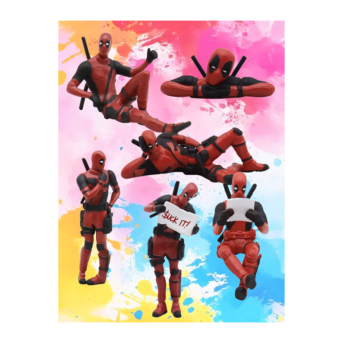Bandai Deadpool Actionfiguren Set aus Kunstharz, 3 Stück, rot, Marvel X-MAN Dekorationsfiguren für Schreibtisch und Büro - Bild 7