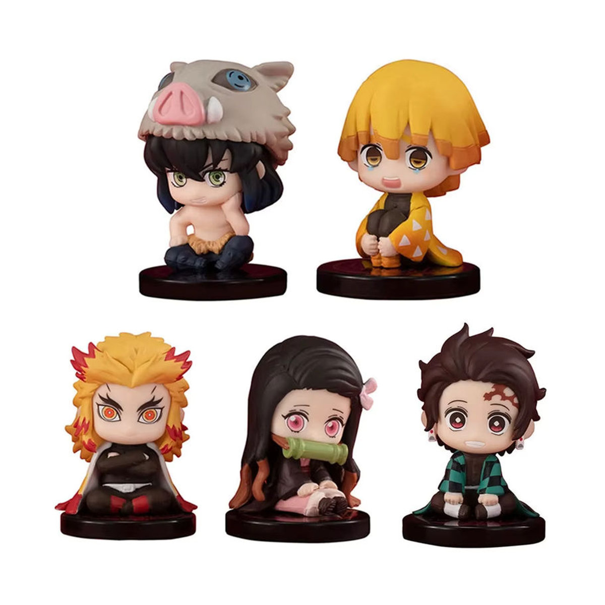 Bandai Demon Slayer Action Figuren Q Version Tanjiro Inosuke Zenitsu Sitzende Geist Puppen aus Kunststoff mehrfarbig - Bild 2