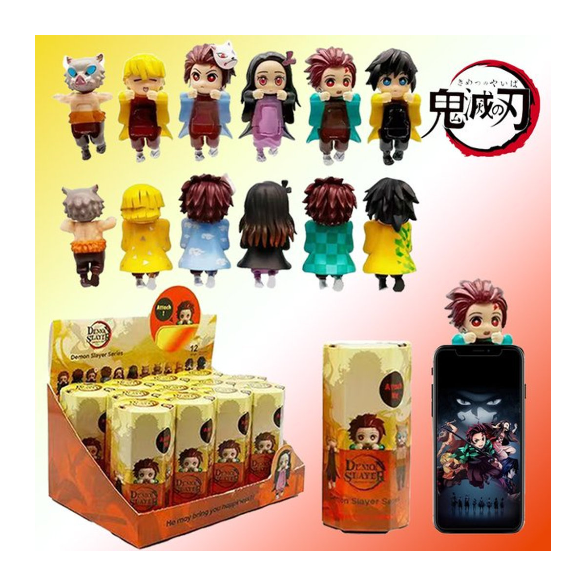Bandai Demon Slayer Blind Box Sammelfigur aus Kunststoff, mehrfarbig, als Dekoration für Auto oder Desktop - Bild 1