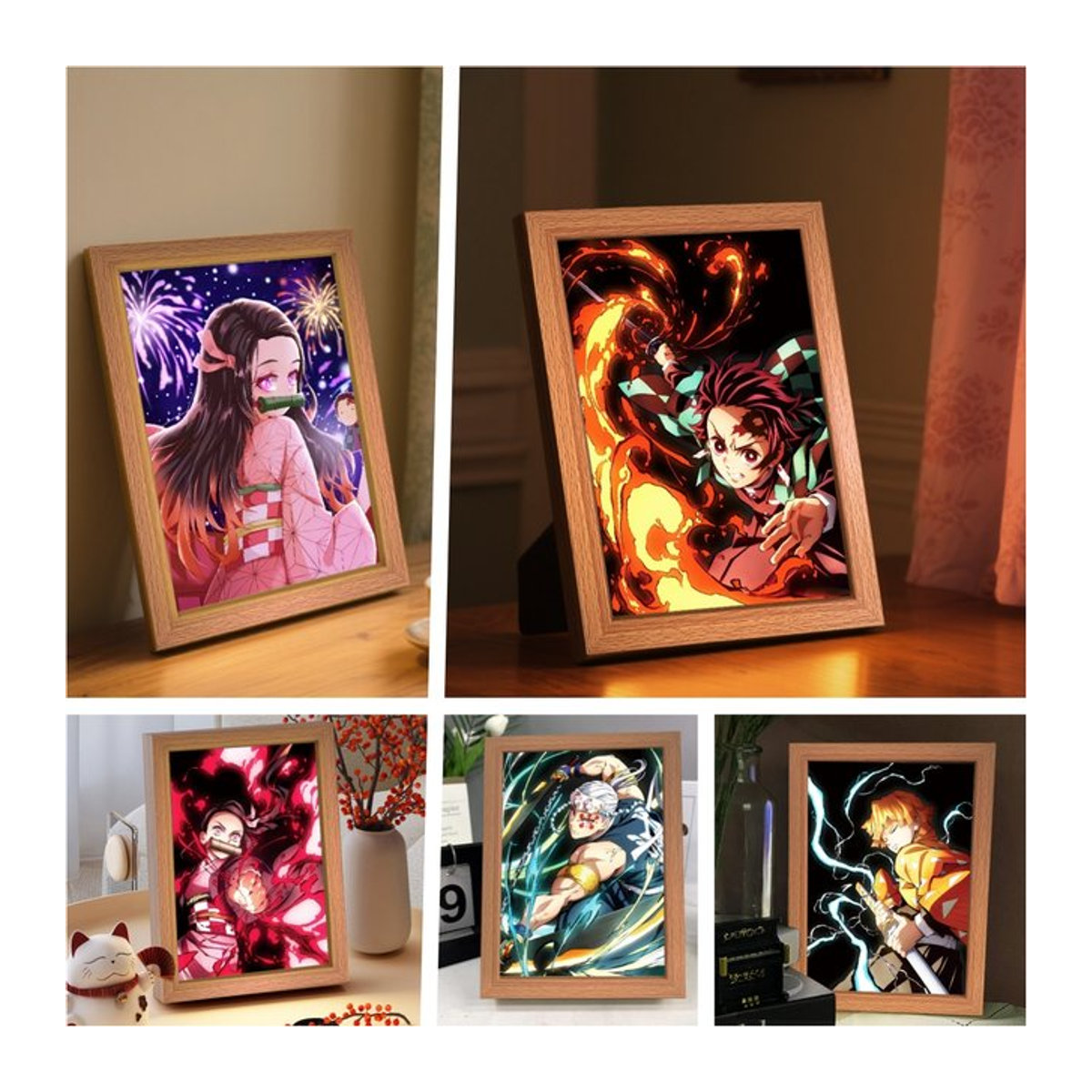 Bandai Demon Slayer LED Nachtlicht mit Tanjirou und Nezuko Figuren in buntem Design - Bild 1