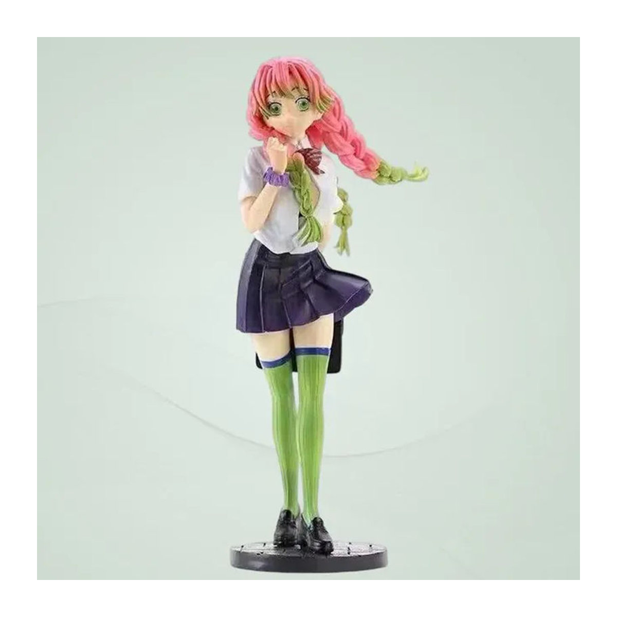 Bandai Demon Slayer Nine Pillars Kanroji Mitsuri GK Figur im Studenten-Outfit mit austauschbarem Gesicht aus PVC, mehrfarbig - Bild 1