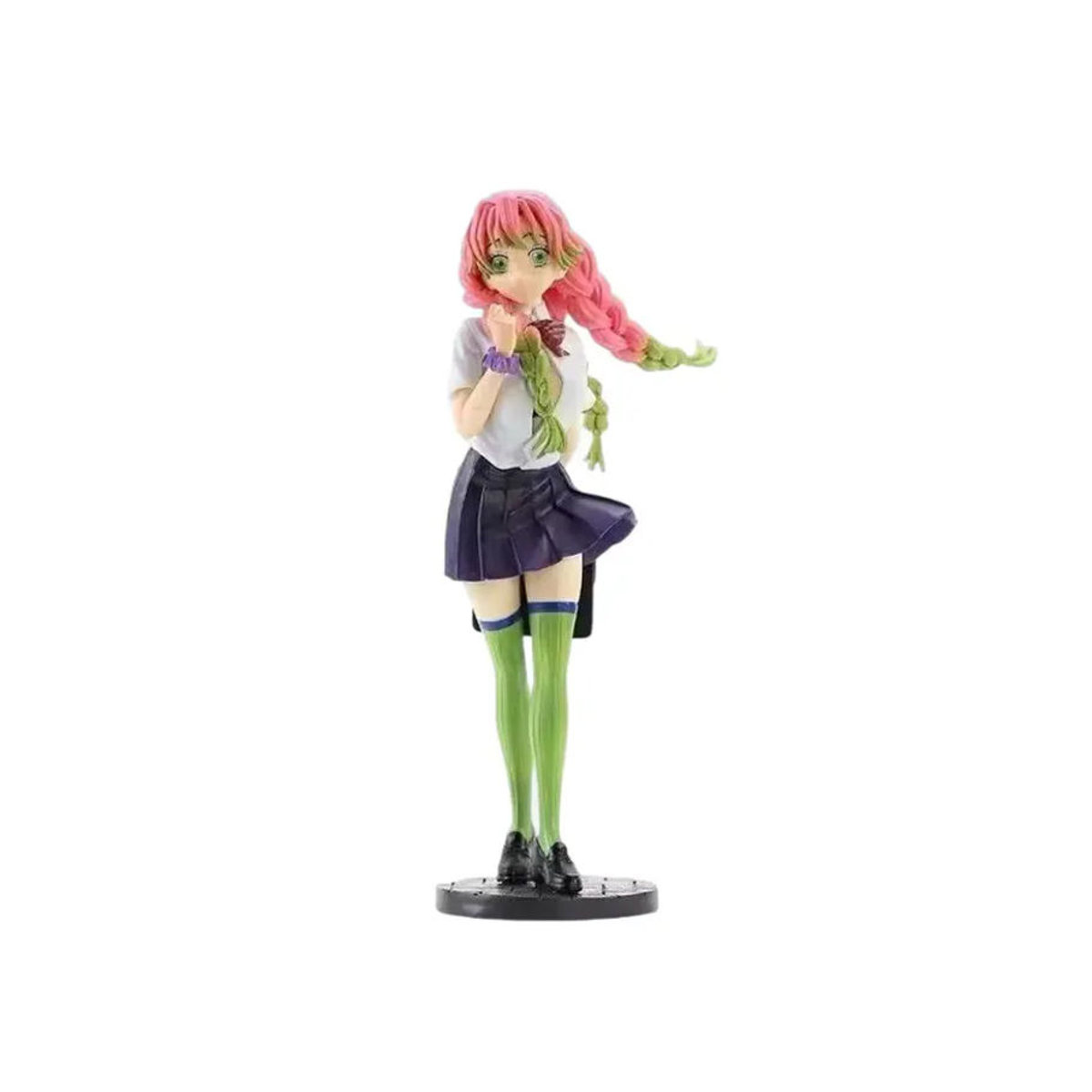 Bandai Demon Slayer Nine Pillars Kanroji Mitsuri GK Figur im Studenten-Outfit mit austauschbarem Gesicht aus PVC, mehrfarbig - Bild 2