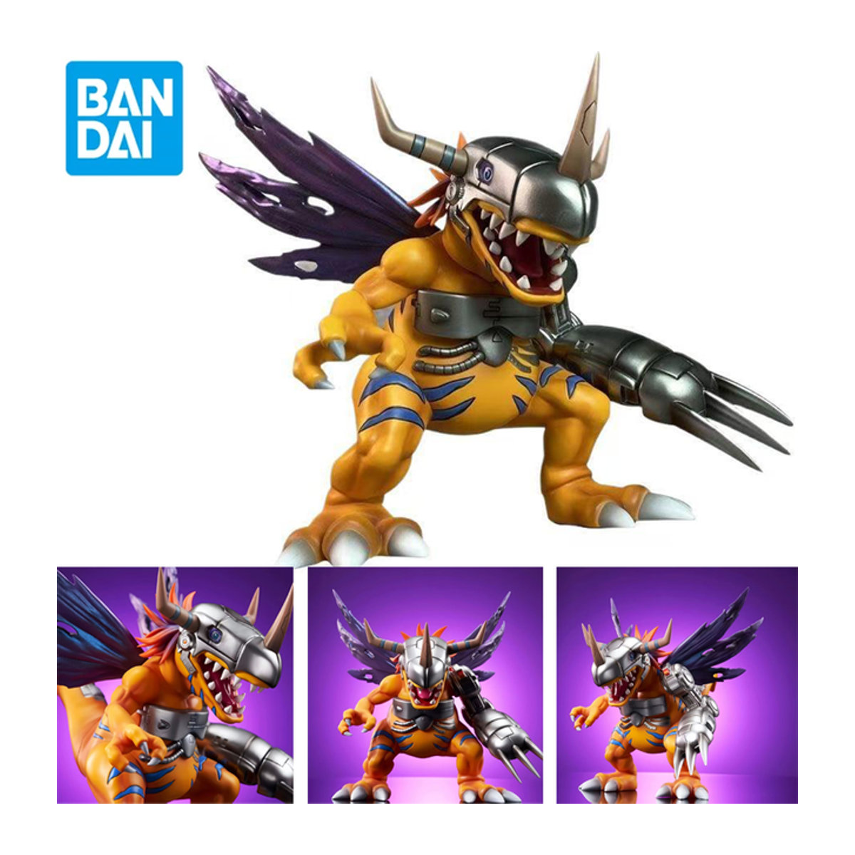 Bandai Digimon Abenteuer Metall Greymon Anime Figur in Orange, Höhe: 18 cm - Bild 1