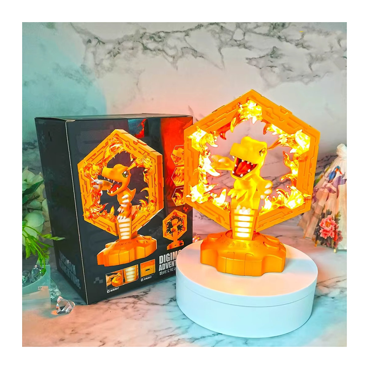Bandai Digimon Adventure Agumon und Gabumon Anime Figuren Nachttischlampe in Bunt - Bild 3