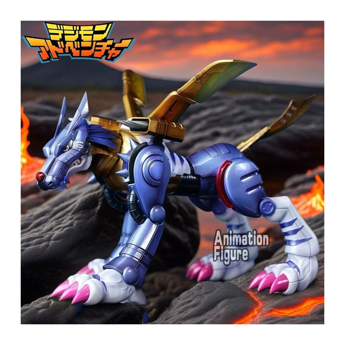 Bandai Digimon Adventure Garurumon Actionfigur aus Metall und Kunststoff in Blau, Höhe: 9 cm - Bild 1
