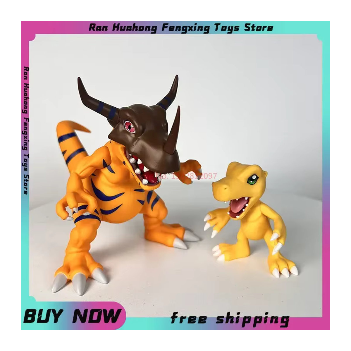 Bandai Digimon Anime Figuren Set mit Greymon, Agumon und Gabumon in Orange aus Kunststoff, Höhe: 12 cm - Bild 2