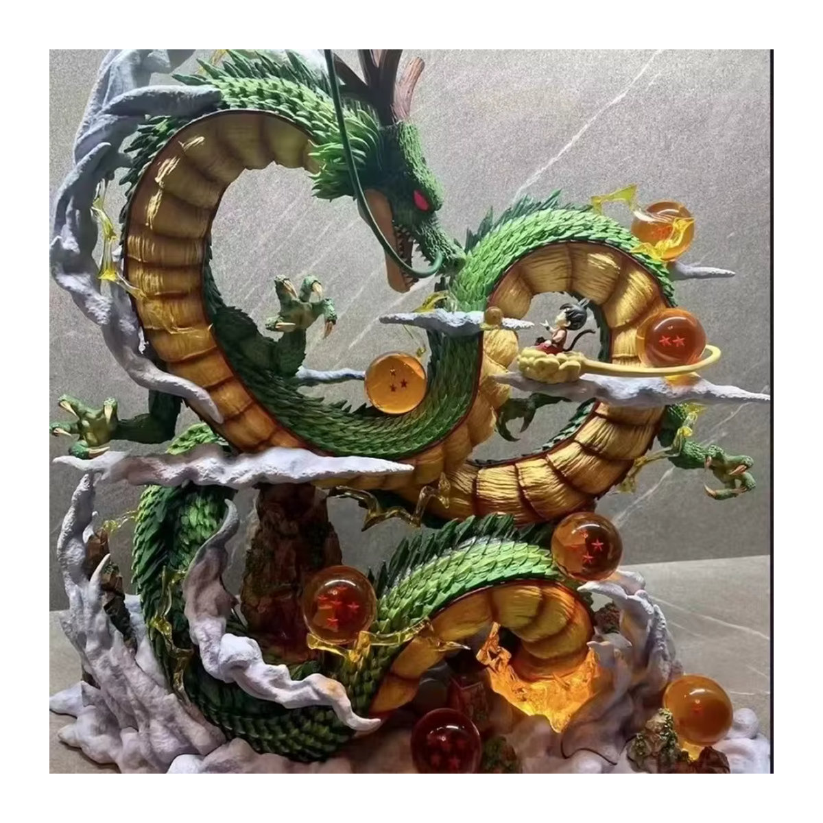 Bandai Dragon Ball Anime Figur Shenron und Goku Statue aus Kunststoff in Grün, Höhe: 53 cm - Bild 3