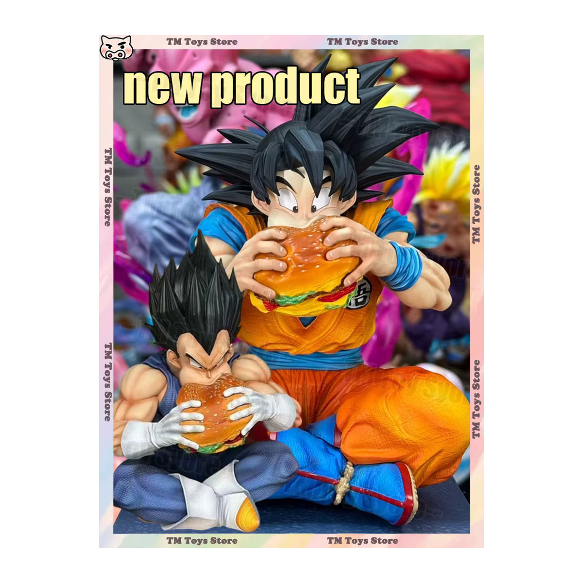 Bandai Dragon Ball Anime Figuren Goku und Vegeta essend Hamburger PVC Sammelmodell mehrfarbig - Bild 1