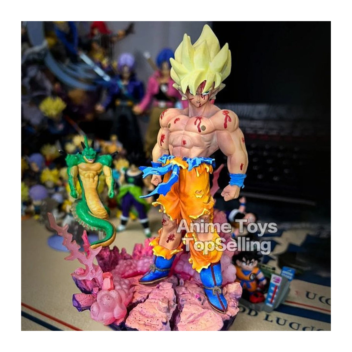 Bandai Dragon Ball Anime Figuren Set Goku Super Saiyajin und Shenron aus Kunststoff, mehrfarbig, Höhe: 14 cm - Bild 1