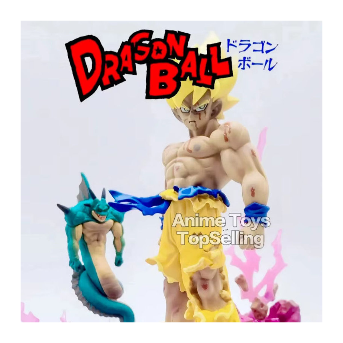 Bandai Dragon Ball Anime Figuren Set Goku Super Saiyajin und Shenron aus Kunststoff, mehrfarbig, Höhe: 14 cm - Bild 2
