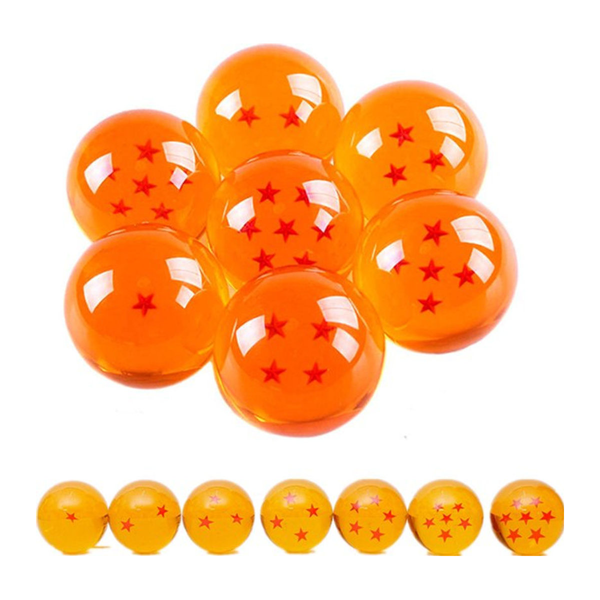 Bandai Dragon Ball Kristall Kugeln Set aus orangefarbenem Kunststoff zur Dekoration - Bild 1