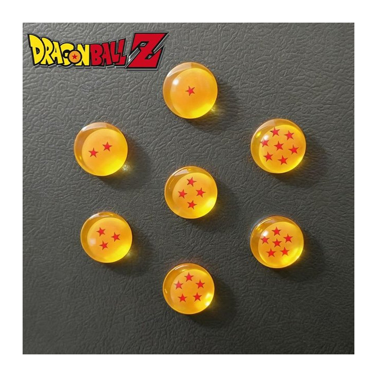 Bandai Dragon Ball Kühlschrankmagnete Set mit 1-7 Sternen, runde Anime Cartoon Magnete aus Kunststoff in Gelb für Büro und Küche - Bild 1