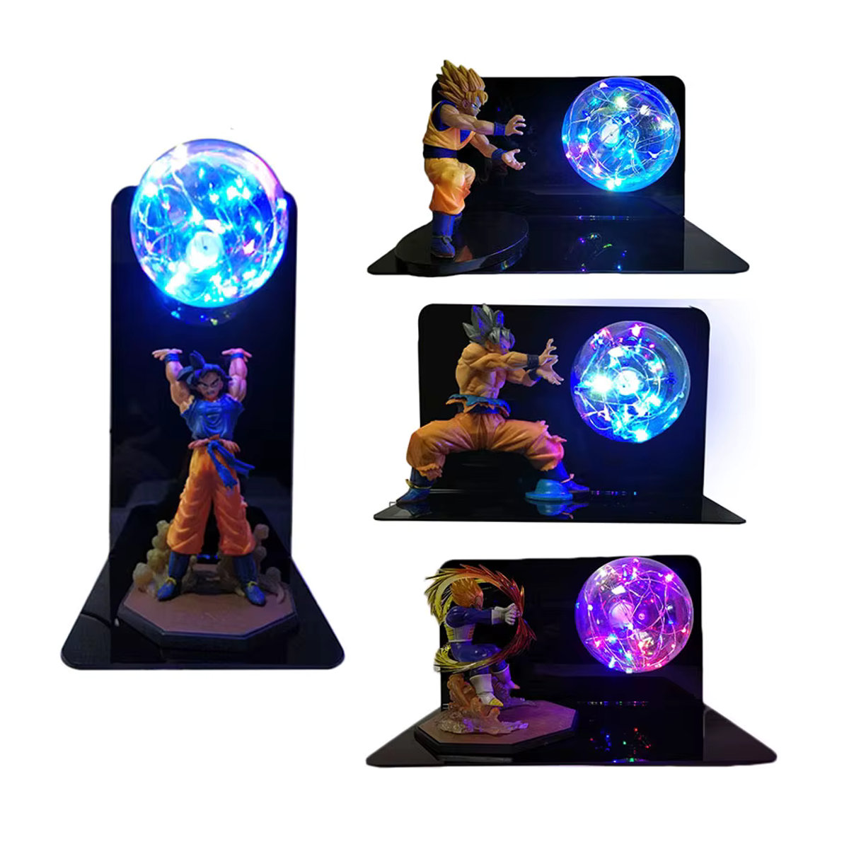 Bandai Dragon Ball LED Nachtlicht mit Super Saiyajin Ultra Instinct Goku Vegeta und Gogeta Figuren in Bunt - Bild 2