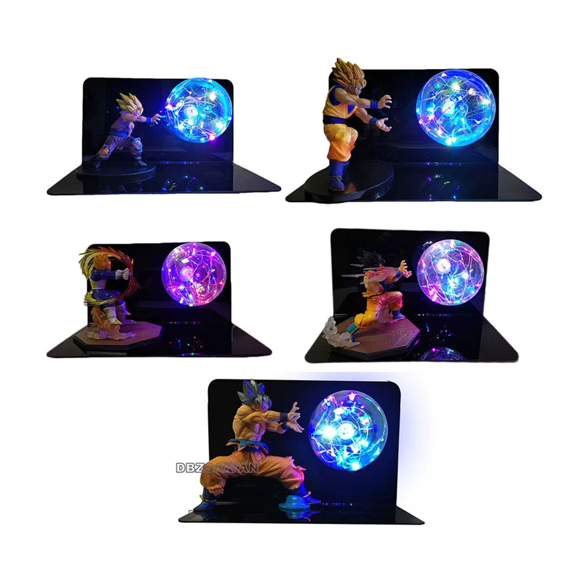 Bandai Dragon Ball LED Nachtlicht mit Super Saiyajin Ultra Instinct Goku Vegeta und Gogeta Figuren in Bunt - Bild 3